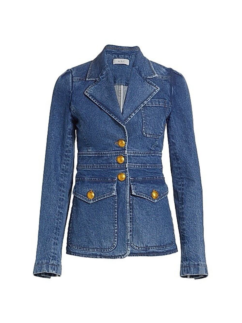 NWT A.L.C. - Amelia Jacket Medium Wash Blue Gold Buttons 2